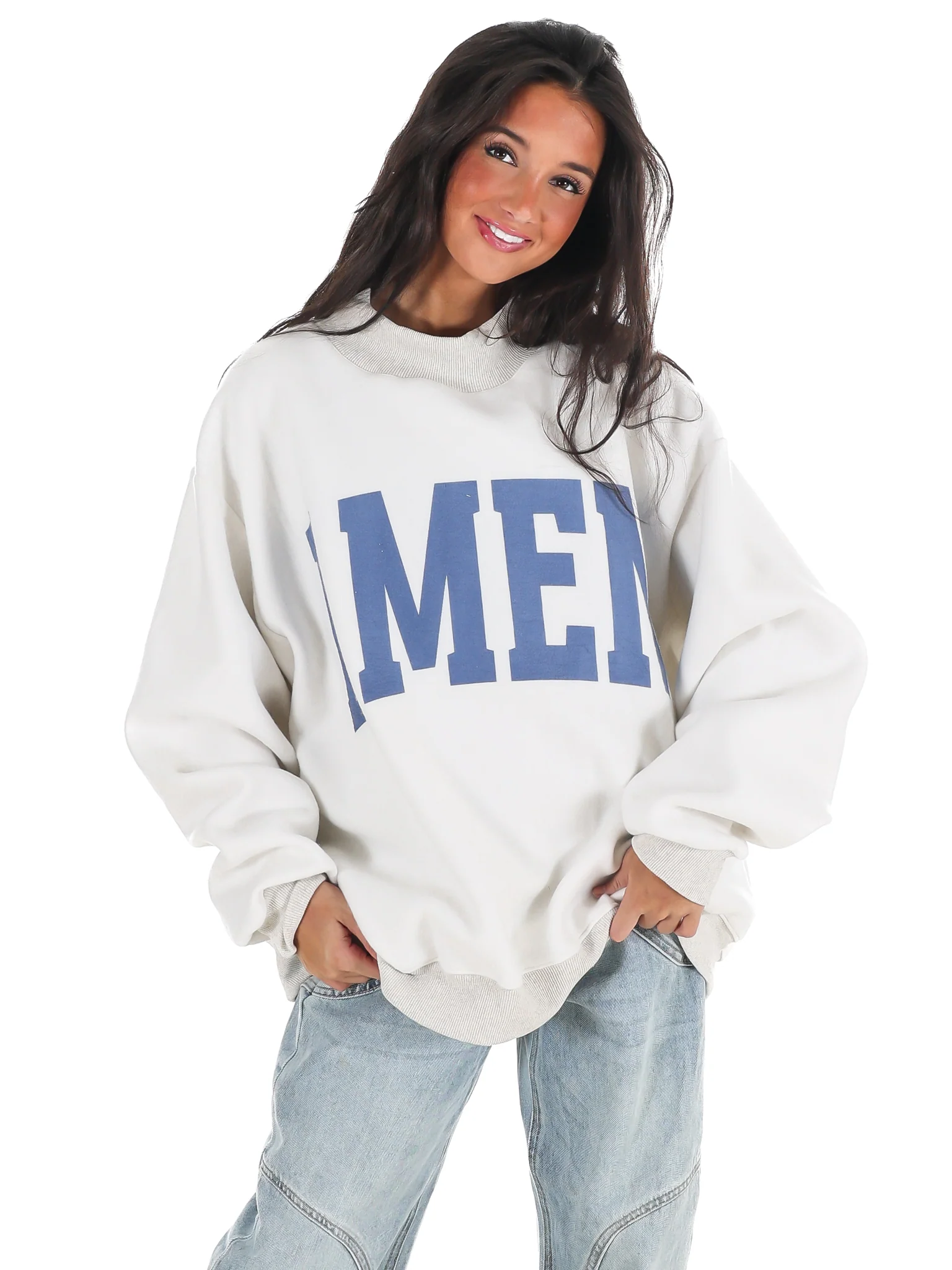 WWJD & Amen Reversible Mock Neck Sweatshirt - Image 9