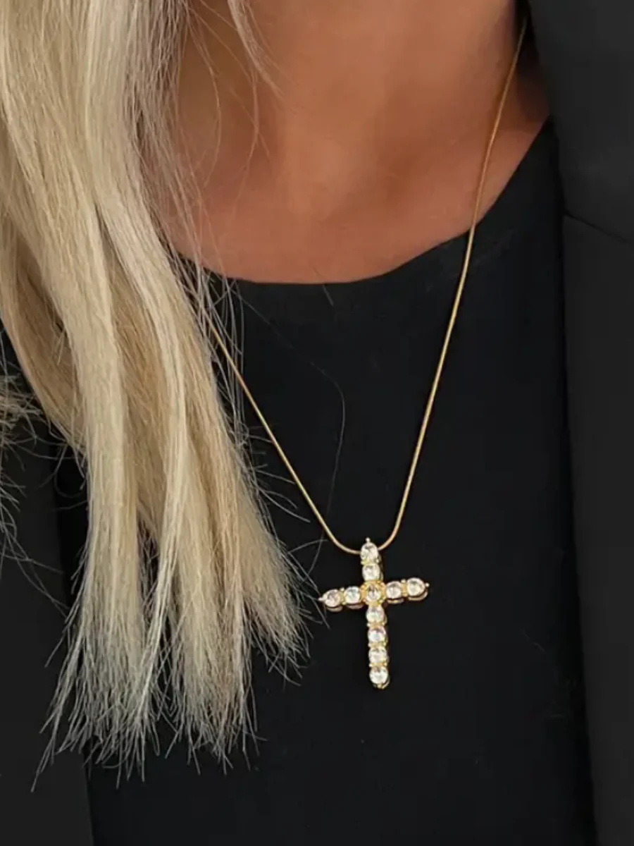 XL Diamond Cross Necklace