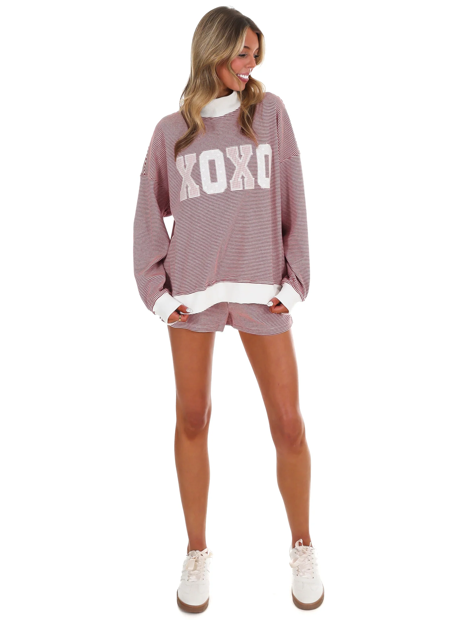 XOXO Stripe Mock Neck Sweatshirt - Image 6