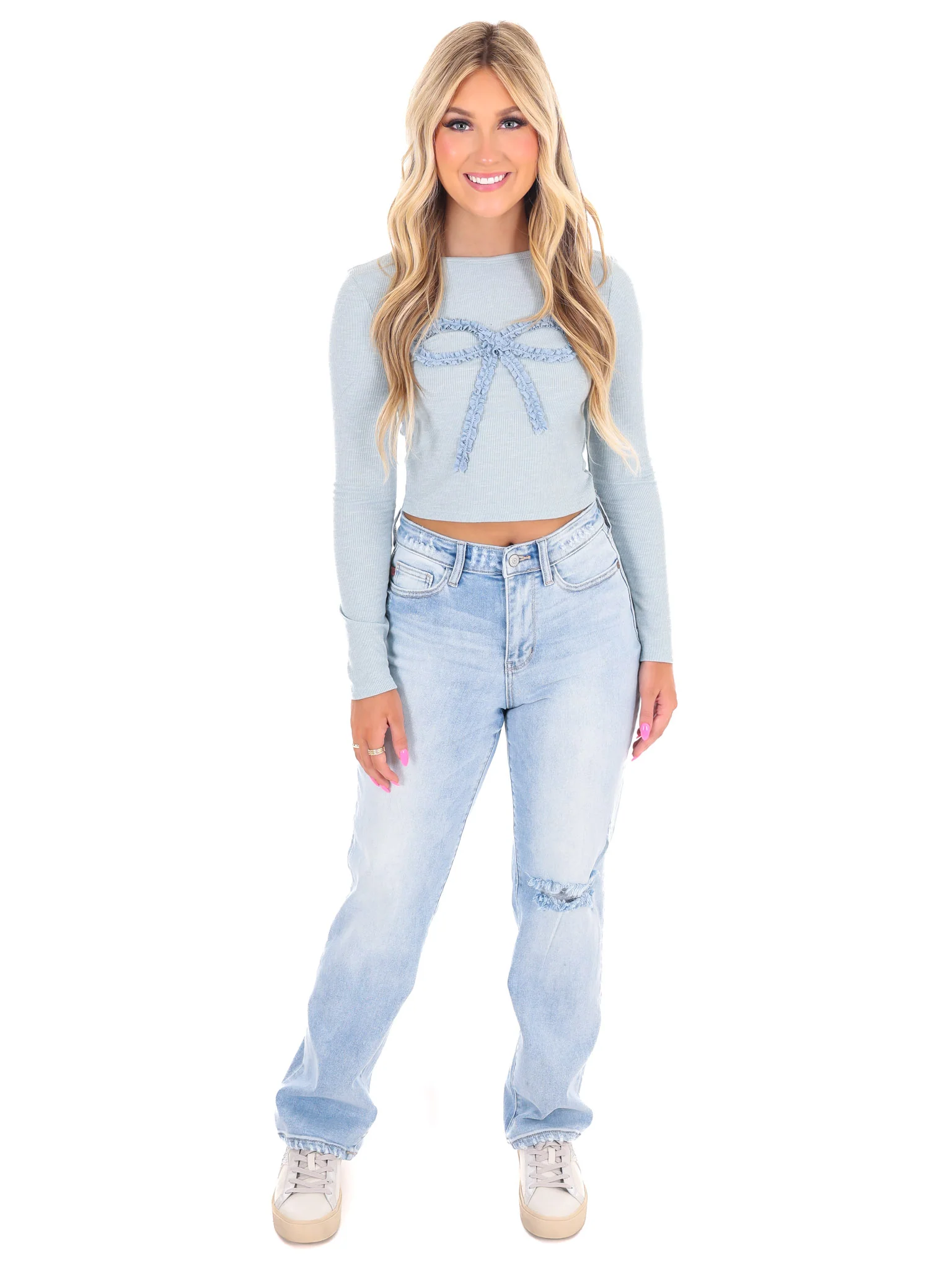 You Got it Bad Bow Ribbed Crop Top - Image 2