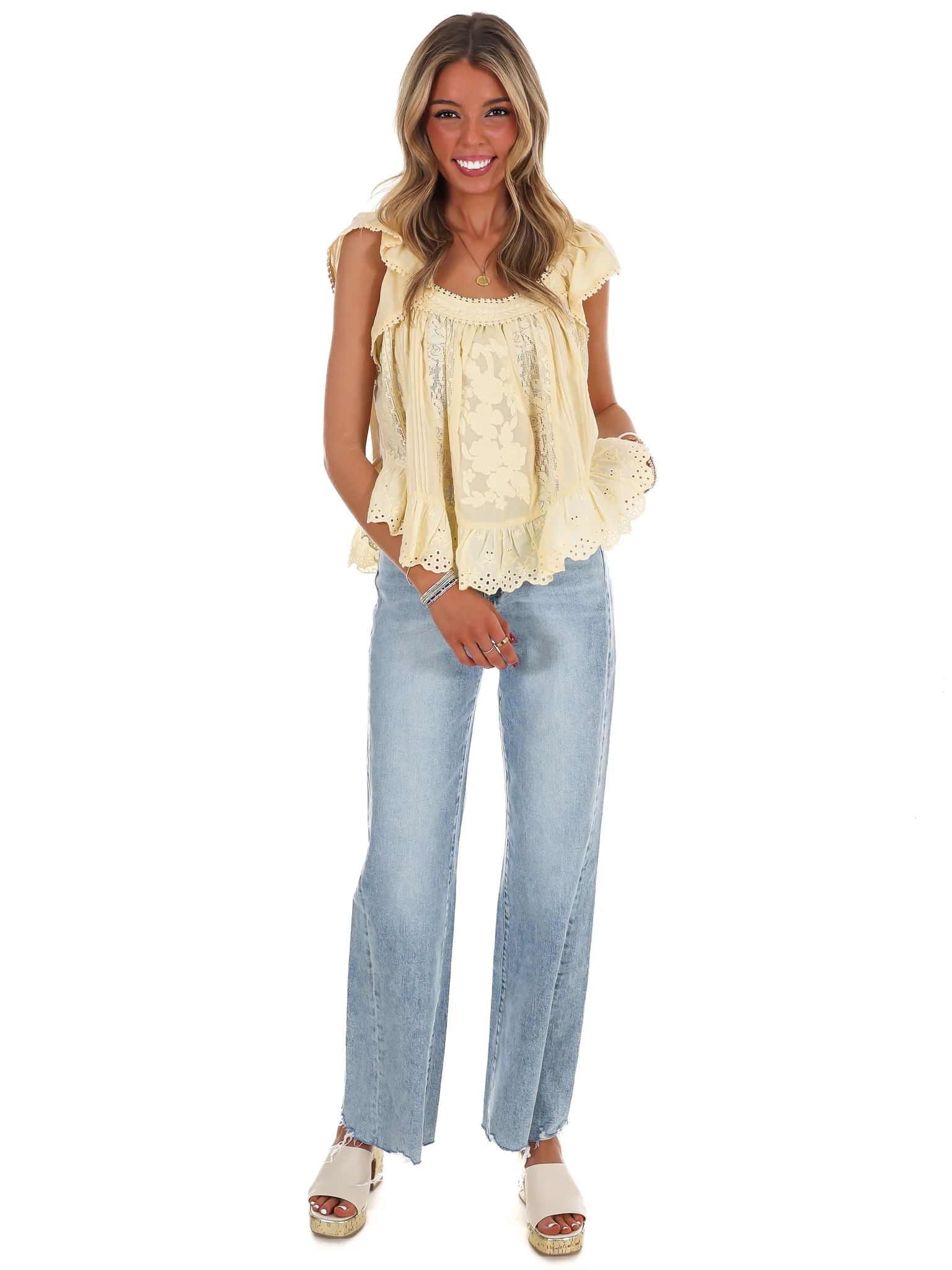 You Make Me Happy Embroidered Lace Top - Image 6
