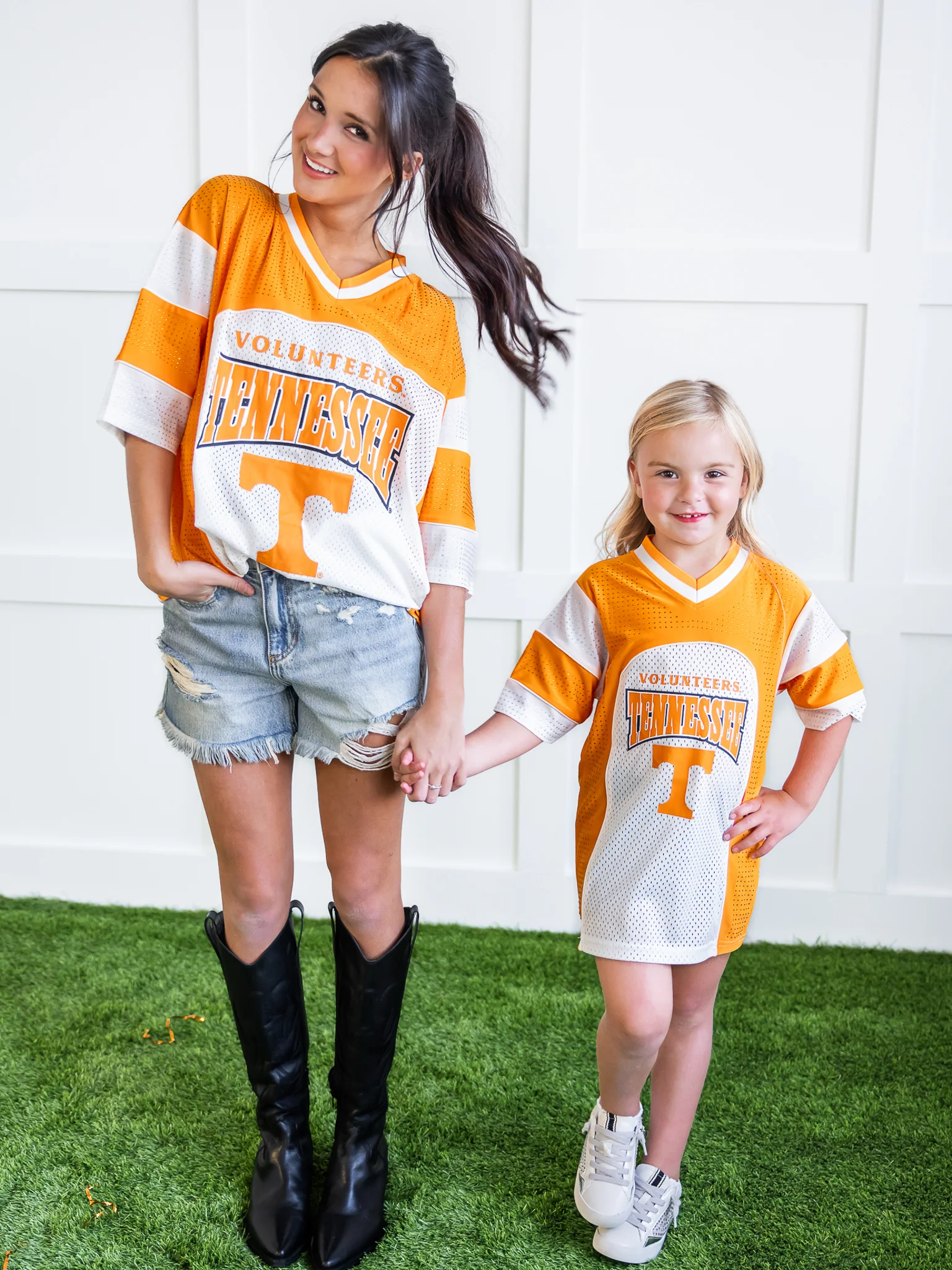 Youth Rhinestone Overlay V-Neck Football Jersey Dress - Image 10
