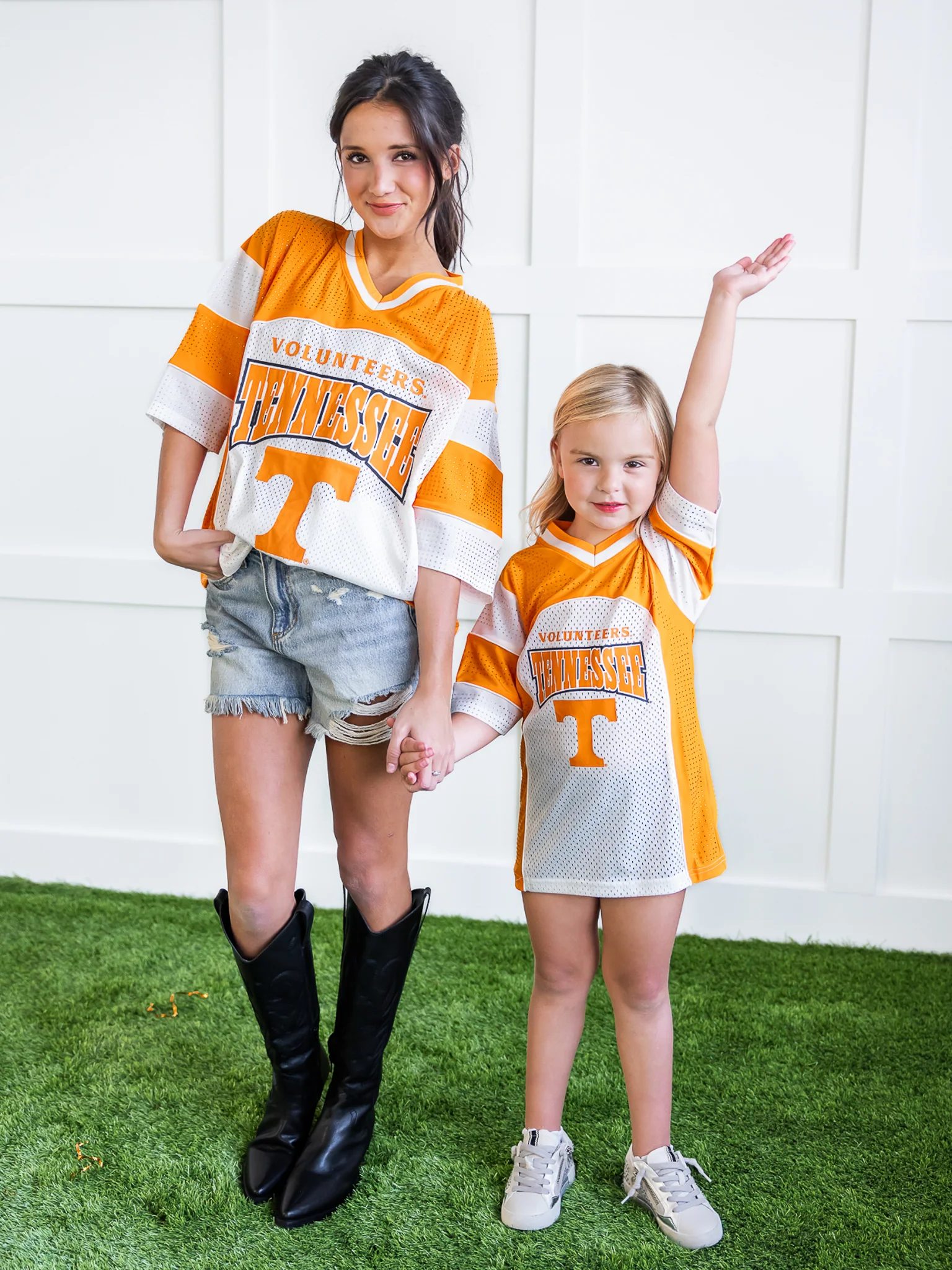 Youth Rhinestone Overlay V-Neck Football Jersey Dress - Image 12