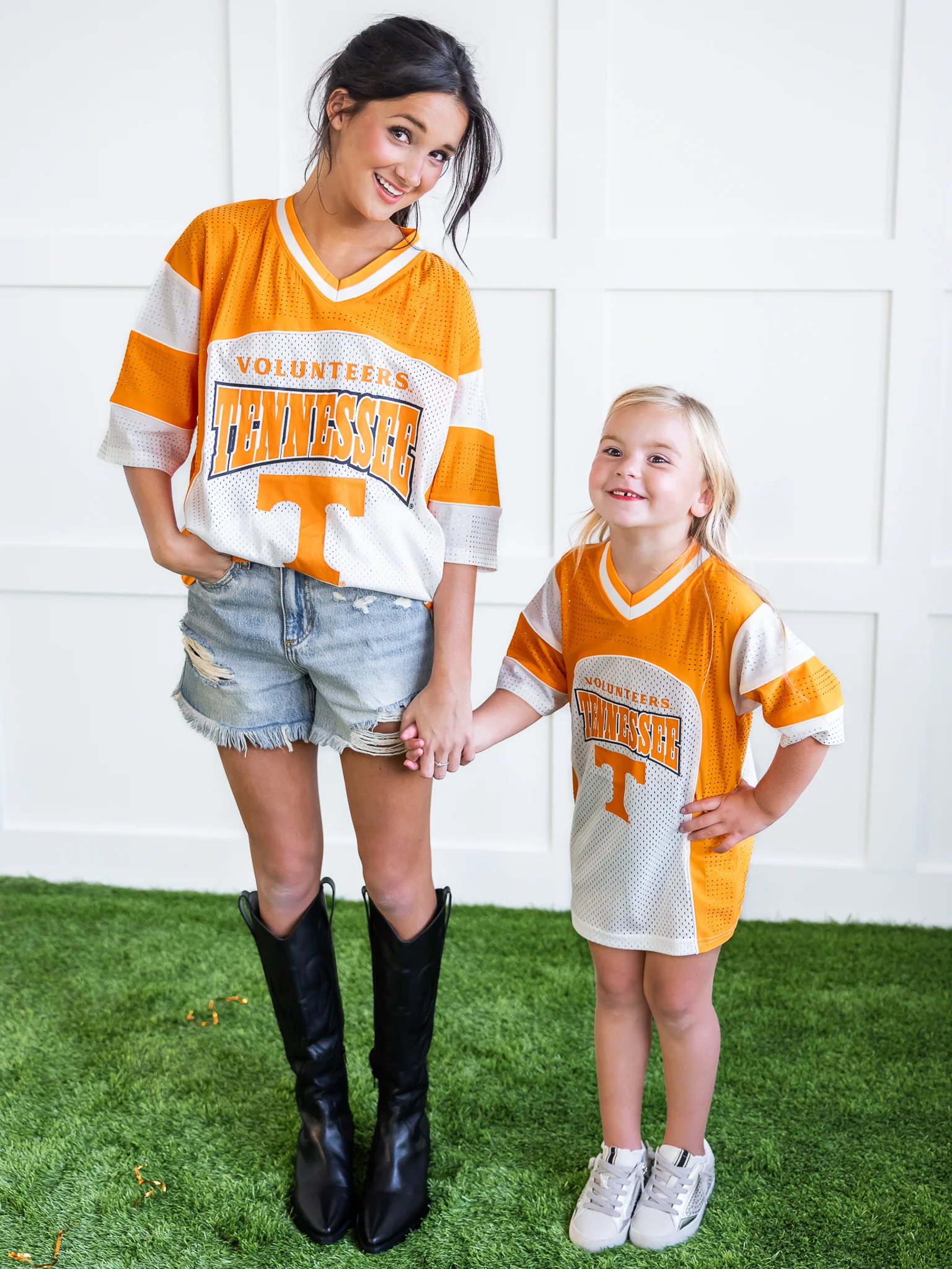 Youth Rhinestone Overlay V-Neck Football Jersey Dress - Image 4
