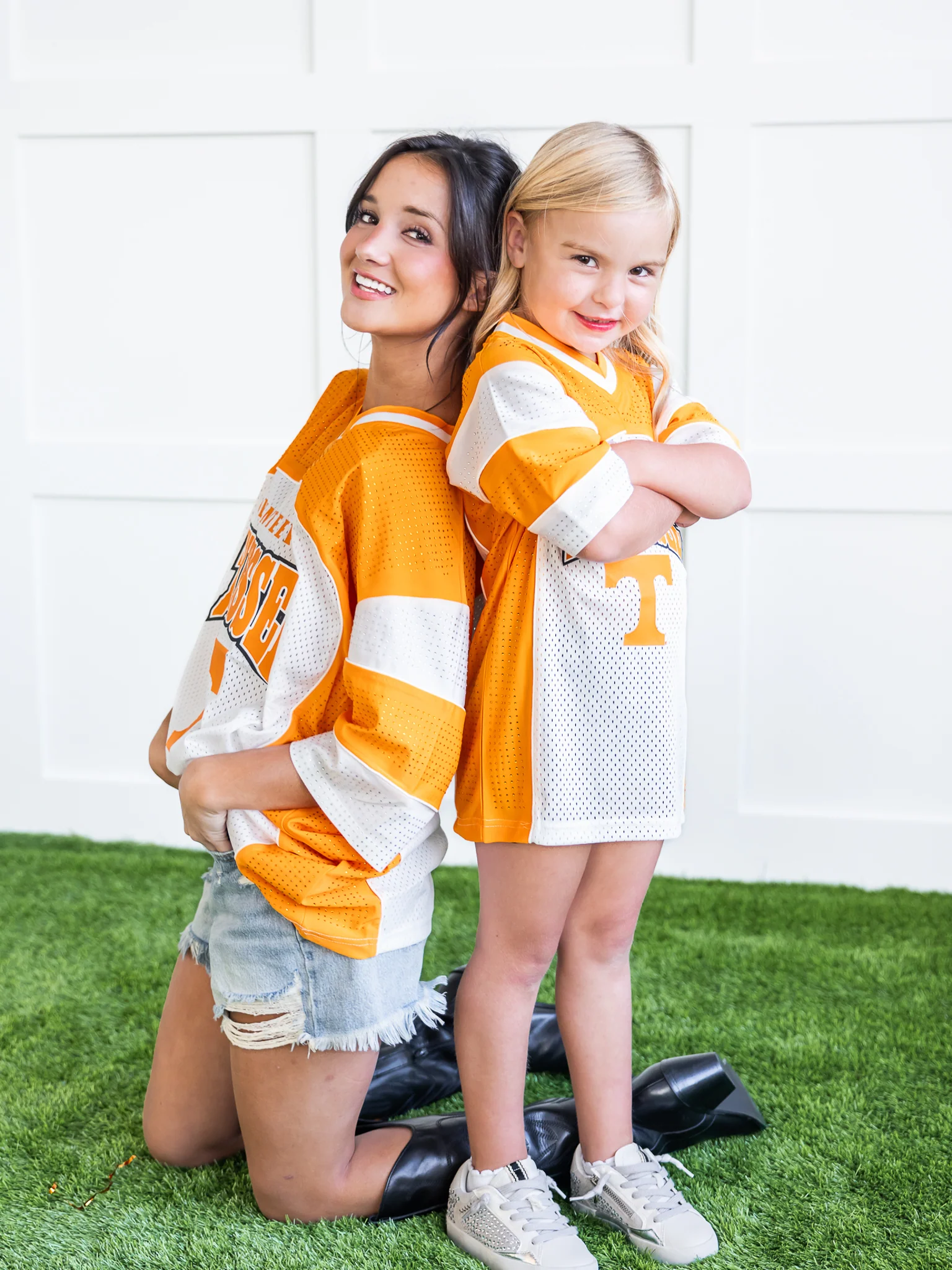 Youth Rhinestone Overlay V-Neck Football Jersey Dress - Image 5