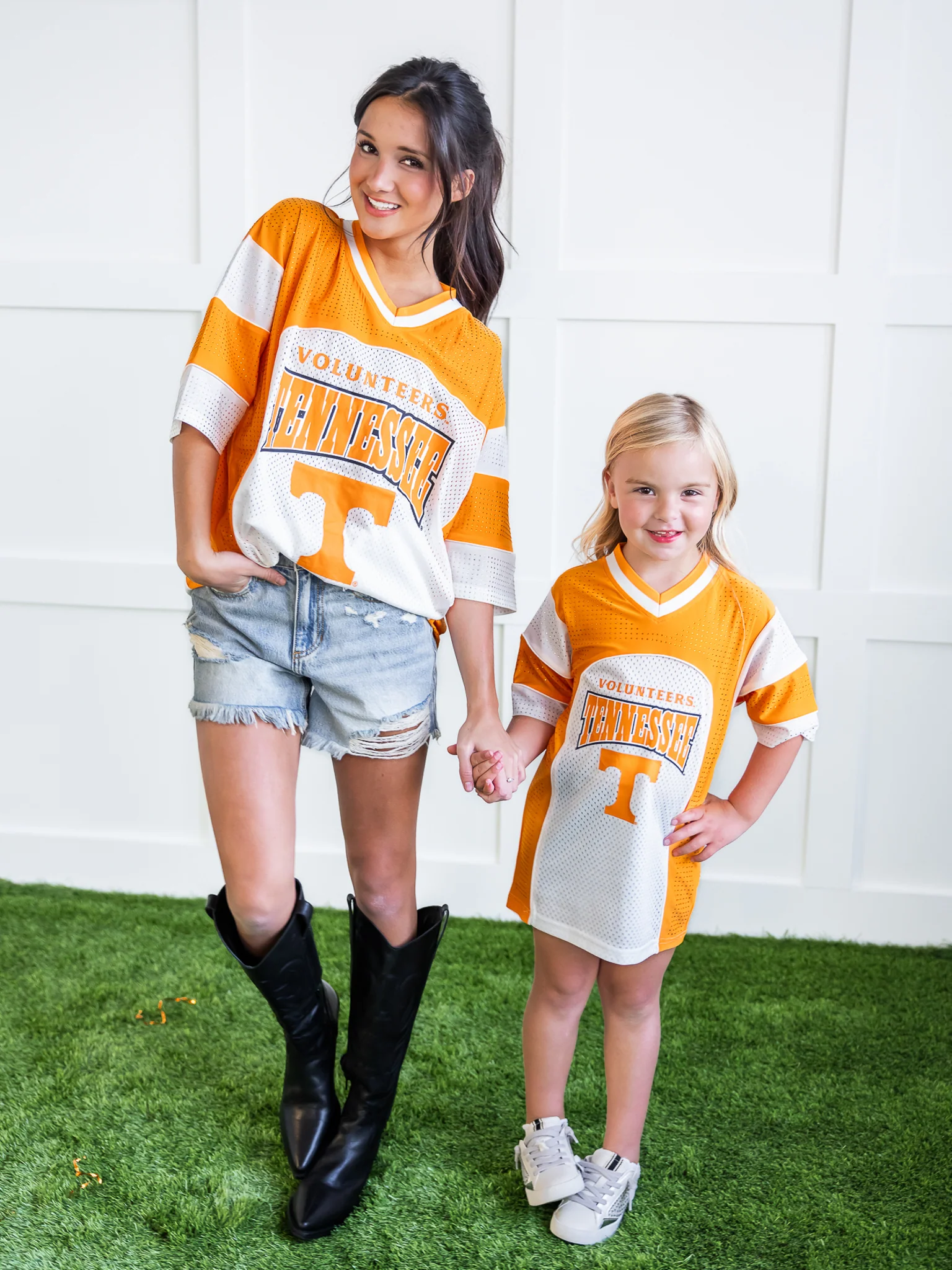 Youth Rhinestone Overlay V-Neck Football Jersey Dress - Image 6