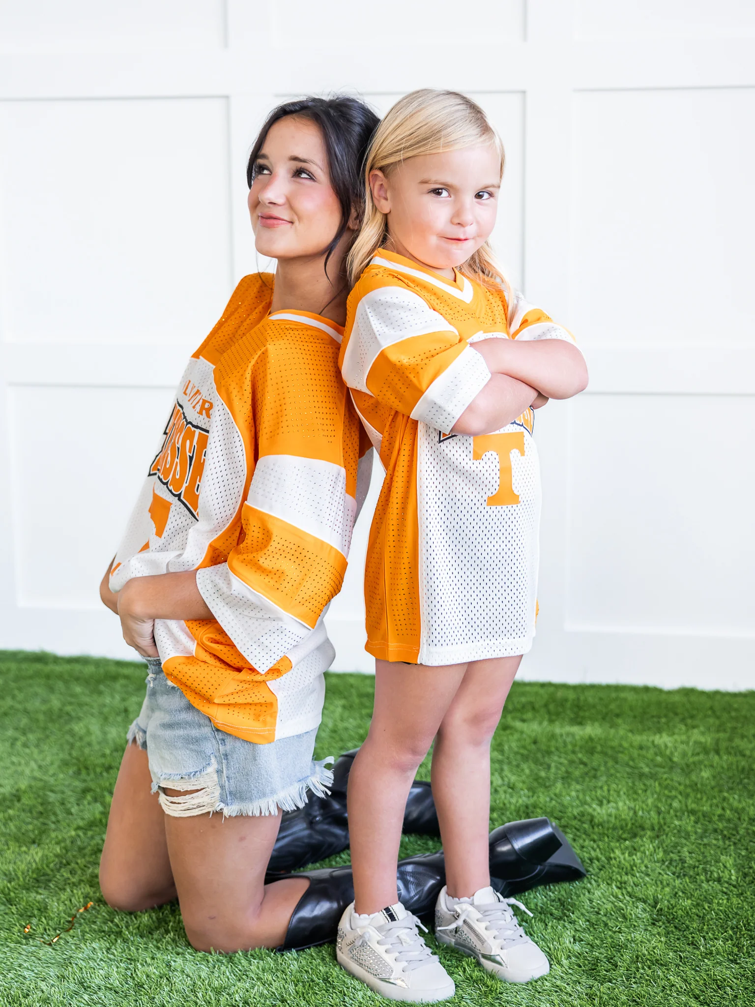 Youth Rhinestone Overlay V-Neck Football Jersey Dress - Image 7
