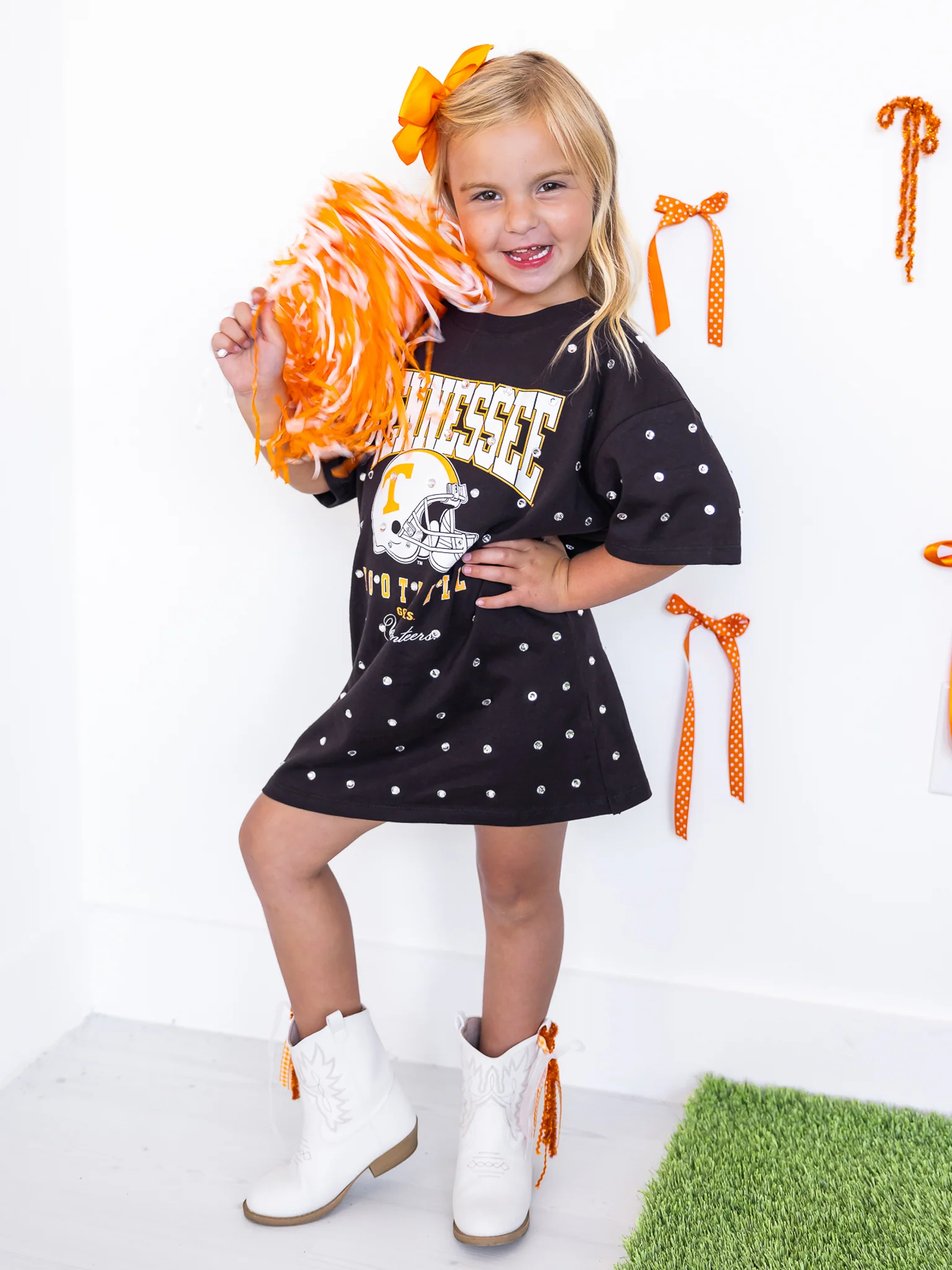 Youth Tennessee Volunteers All Over Rhinestone T-Shirt Dress - Image 3