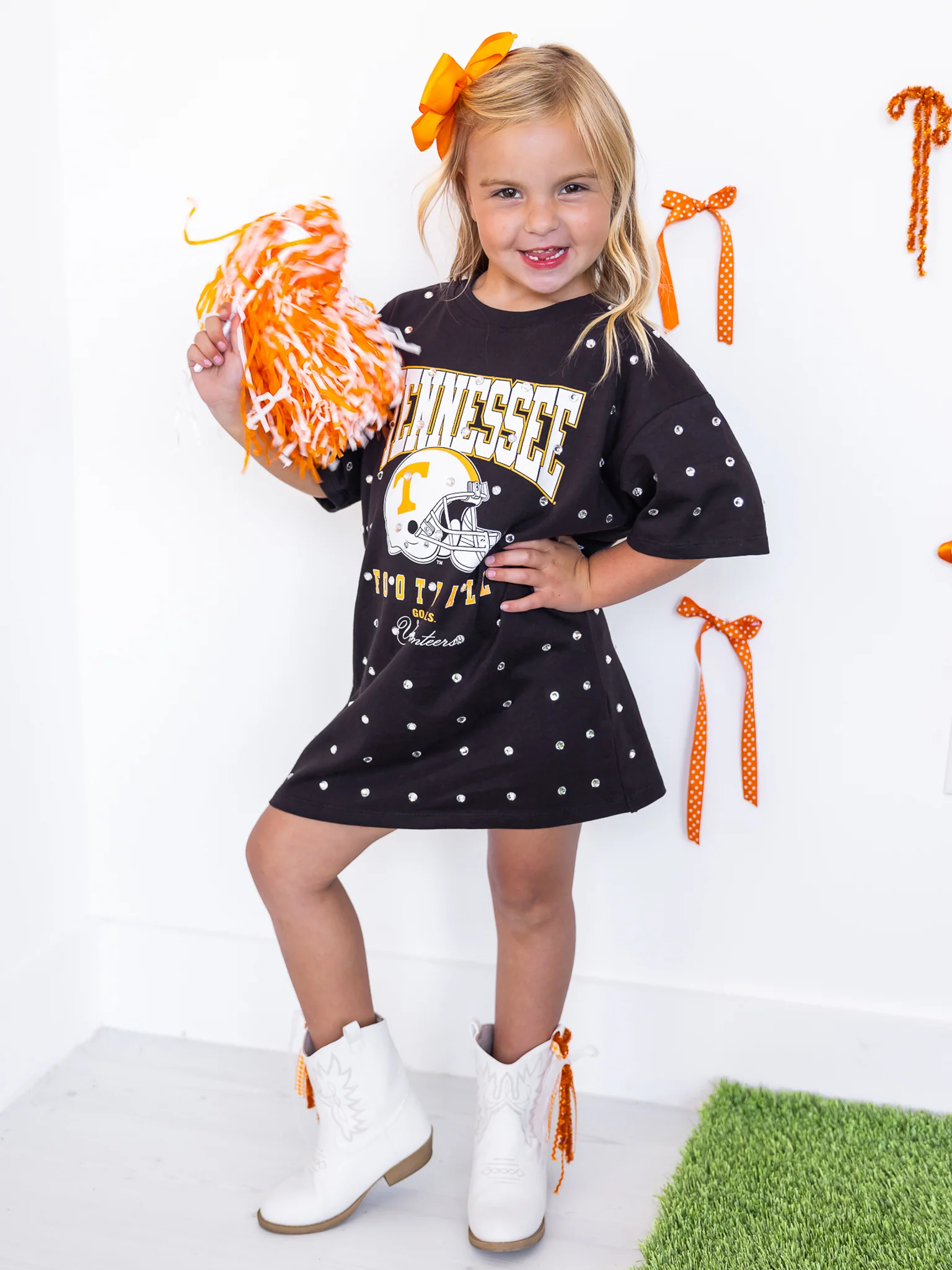 Youth Tennessee Volunteers All Over Rhinestone T-Shirt Dress - Image 4