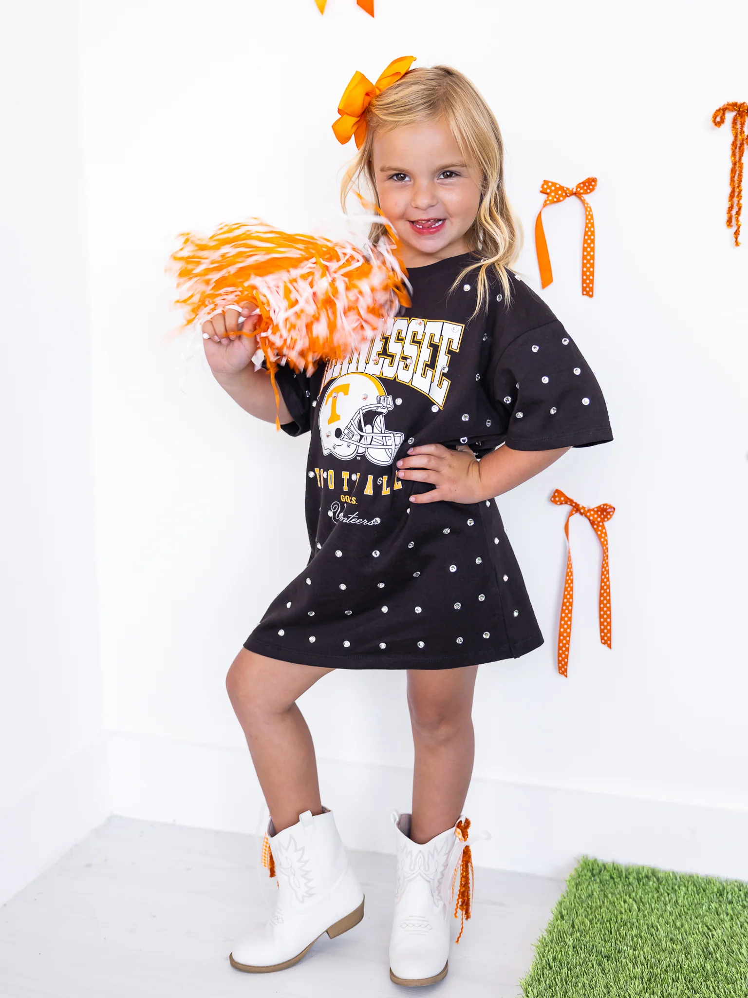 Youth Tennessee Volunteers All Over Rhinestone T-Shirt Dress - Image 5