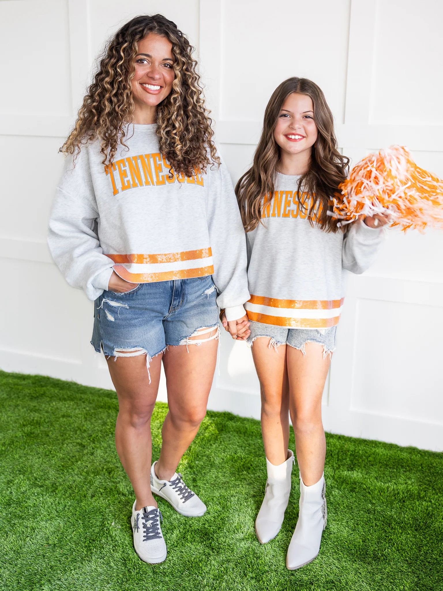 Youth Tennessee Volunteers Pass the Shine Sequin Crop Sweatshirt - Image 5