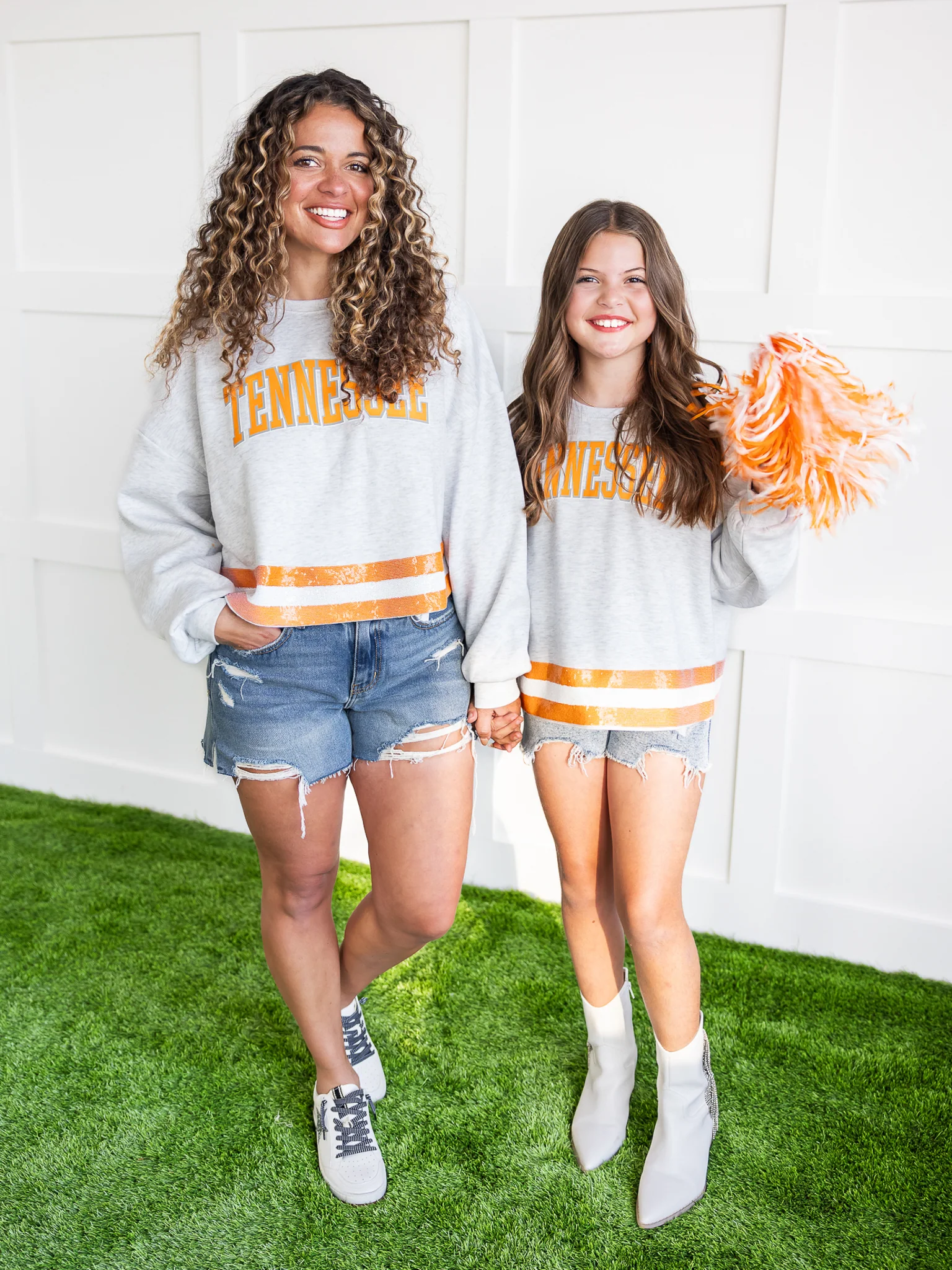 Youth Tennessee Volunteers Pass the Shine Sequin Crop Sweatshirt - Image 7