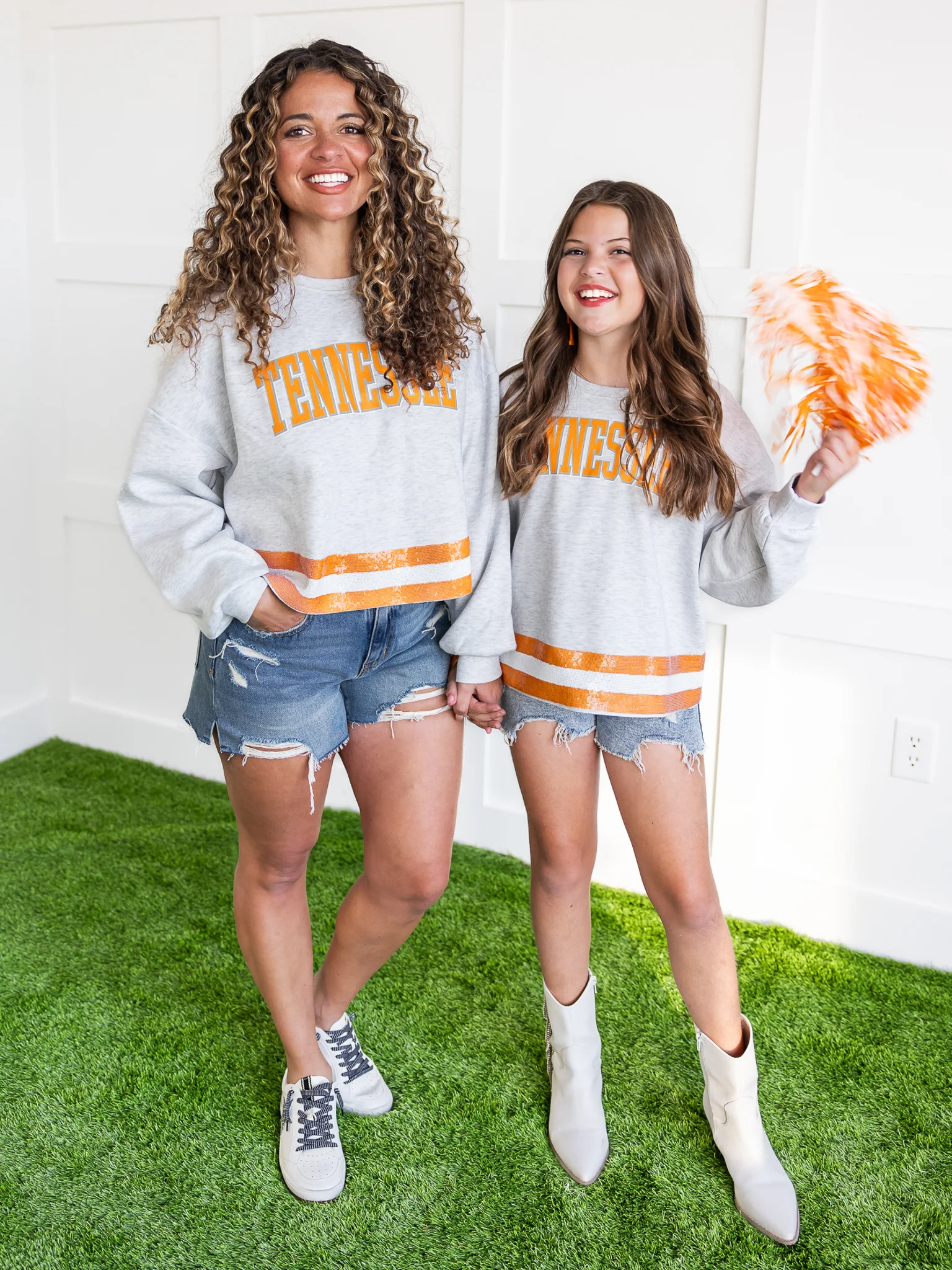 Youth Tennessee Volunteers Pass the Shine Sequin Crop Sweatshirt - Image 8