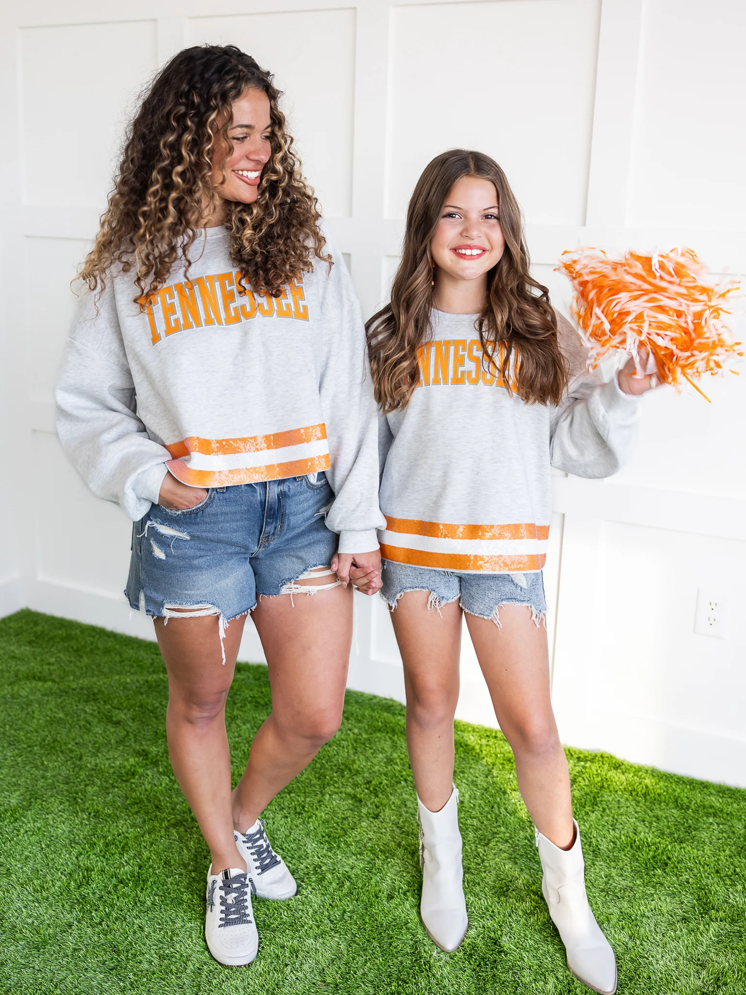 Youth Tennessee Volunteers Pass the Shine Sequin Crop Sweatshirt - Image 9