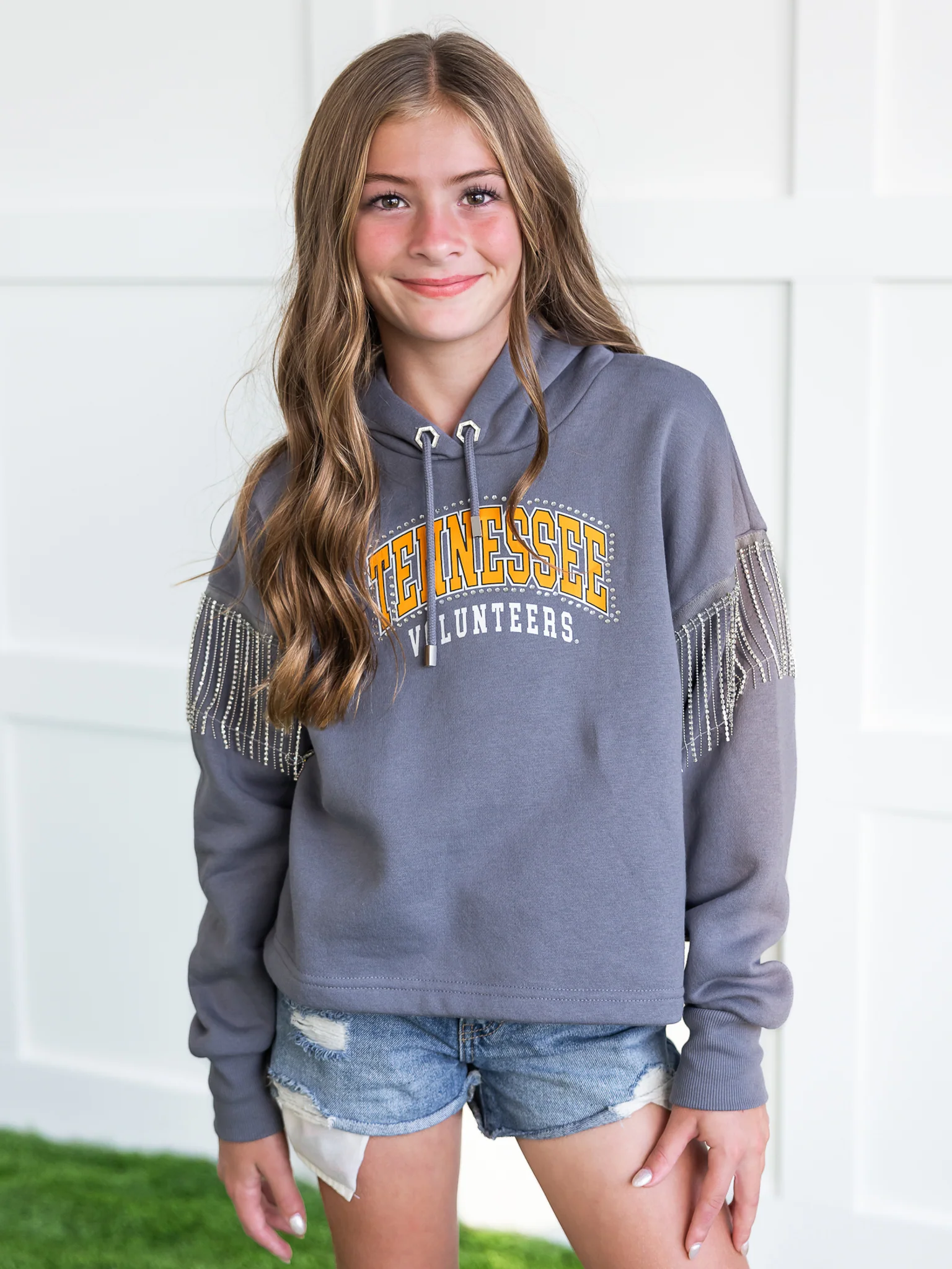 Youth Tennessee Volunteers Rhinestone Fringe Hoodie - Image 3