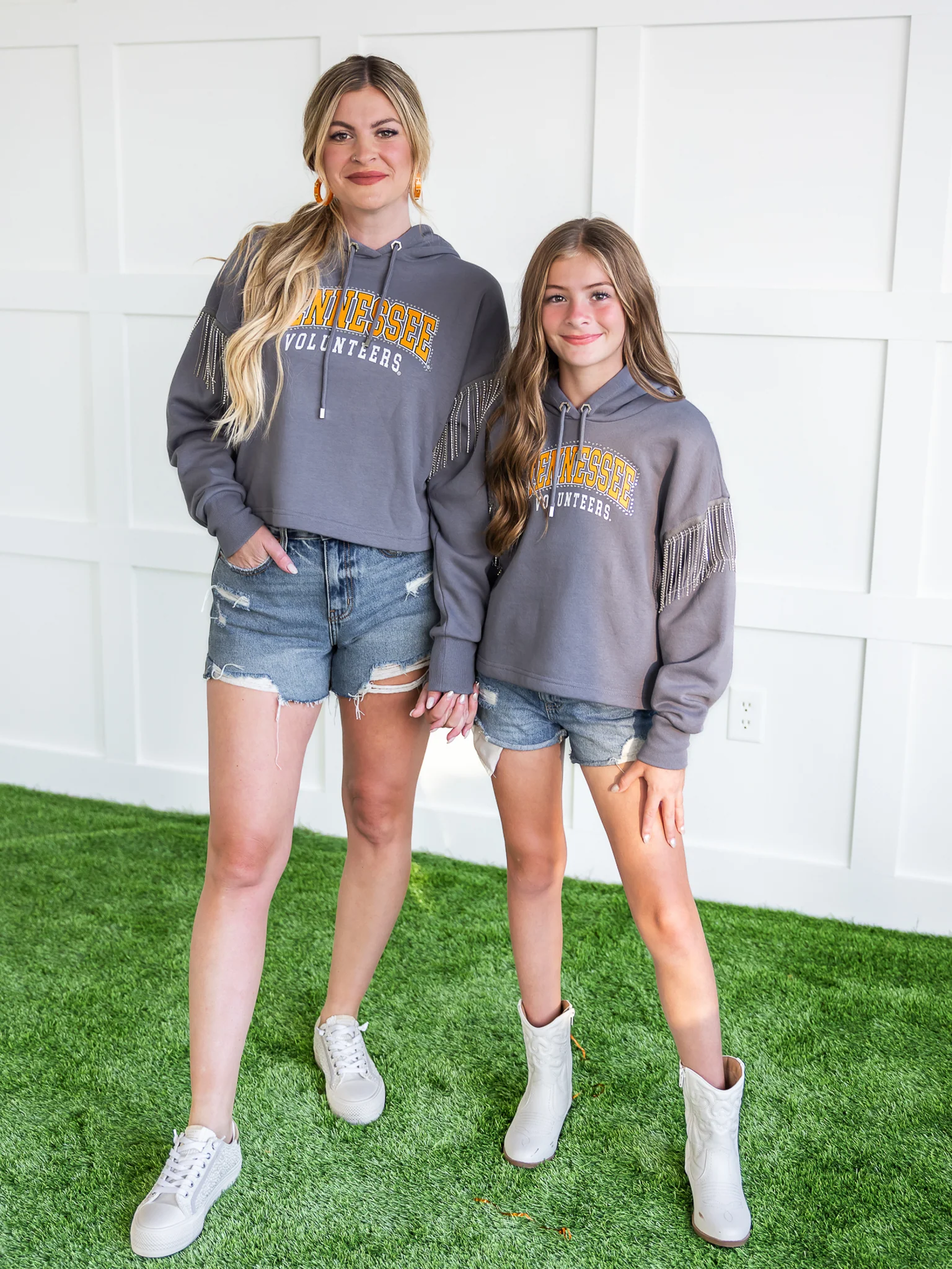 Youth Tennessee Volunteers Rhinestone Fringe Hoodie - Image 9
