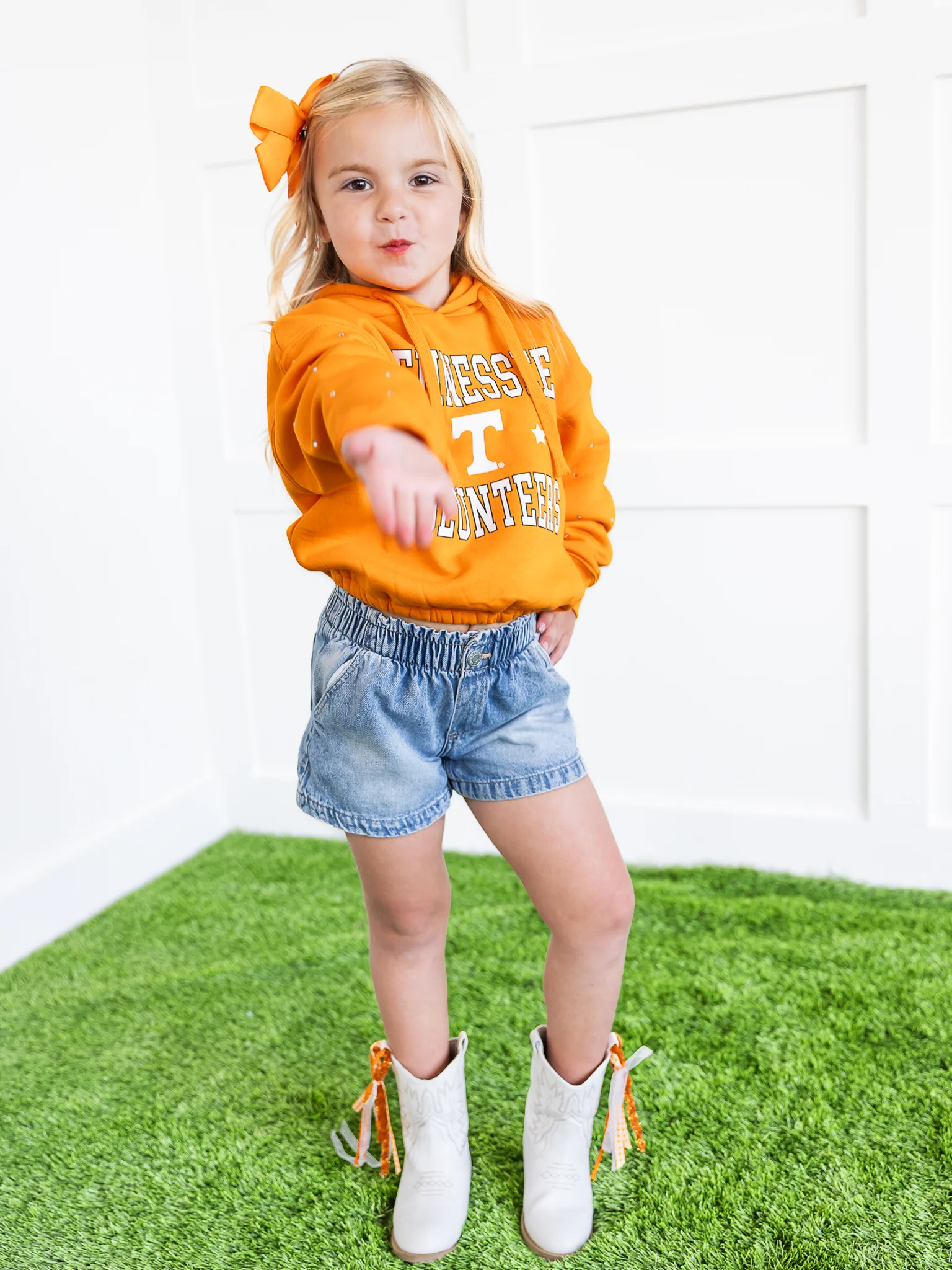 Youth Tennessee Volunteers Rhinestone Sleeve Waistband Hoodie - Image 11